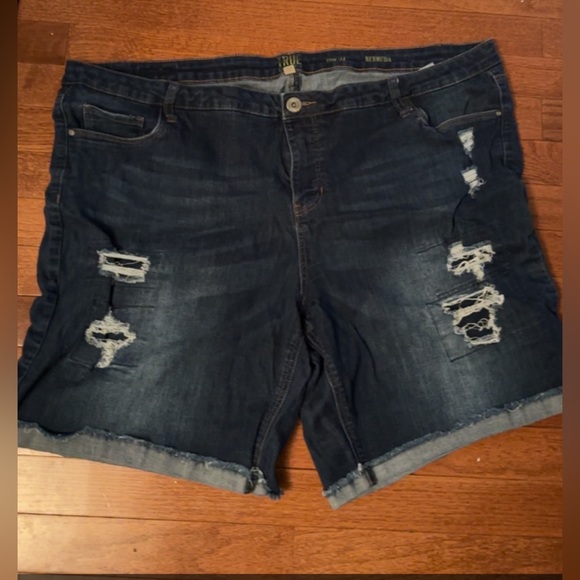 Distressed denim True Craft shorts plus size Blue Jean - Picture 1 of 3